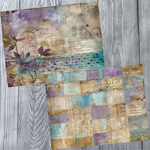 Pu&ograve; includere: Un pacchetto di carta digitale con un'estetica vintage che presenta un collage di texture, motivi e colori. Il pacchetto di carta include una variet&agrave; di blu, viola e marroni con un aspetto usurato. Il pacchetto di carta &egrave; perfetto per lo scrapbooking, la creazione di biglietti e altri lavoretti di carta.
