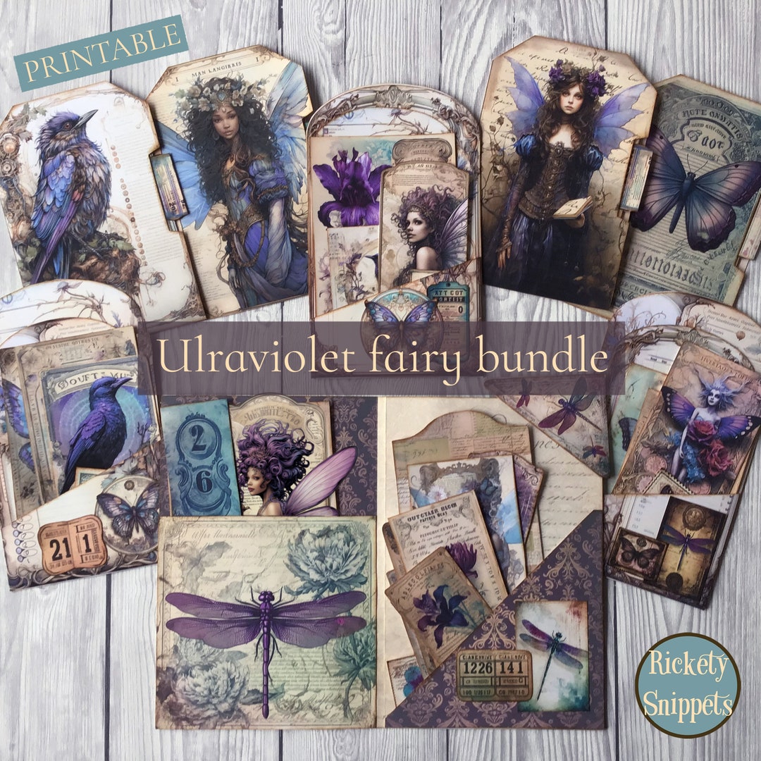 Printable Bundle Fairy Junk Journal Folio Set Plus 2 Pocket Kits With