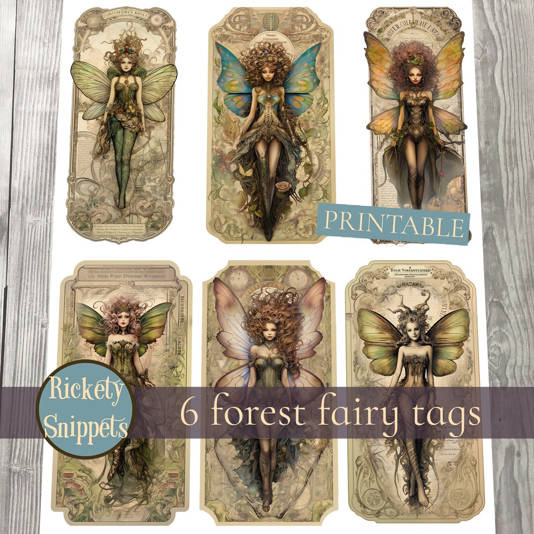 Printable Forest Fairy Tags Junk Journaling Cards, Shabby Digital ...