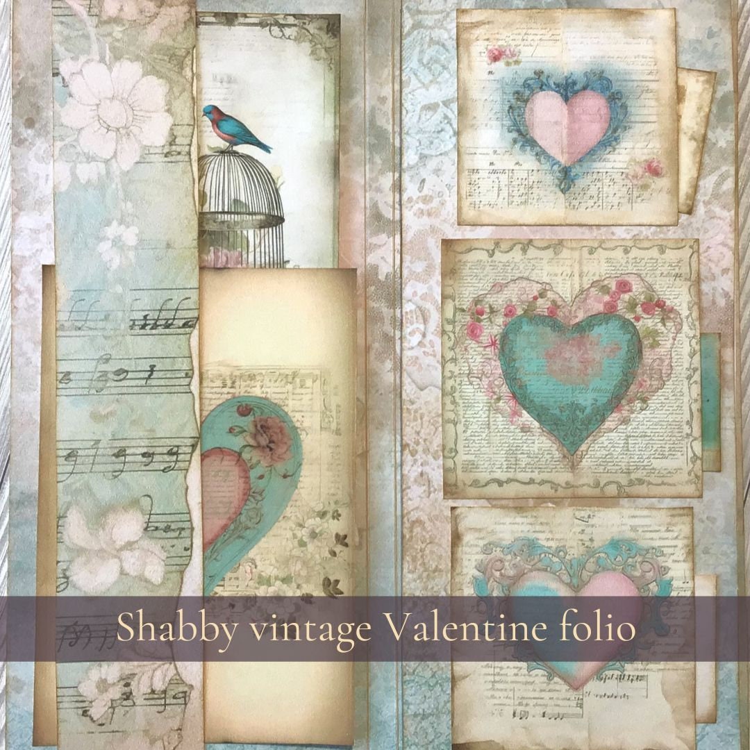 Shabby Valentine Junk Journal Bundle Printable, Vintage Folio Kit ...