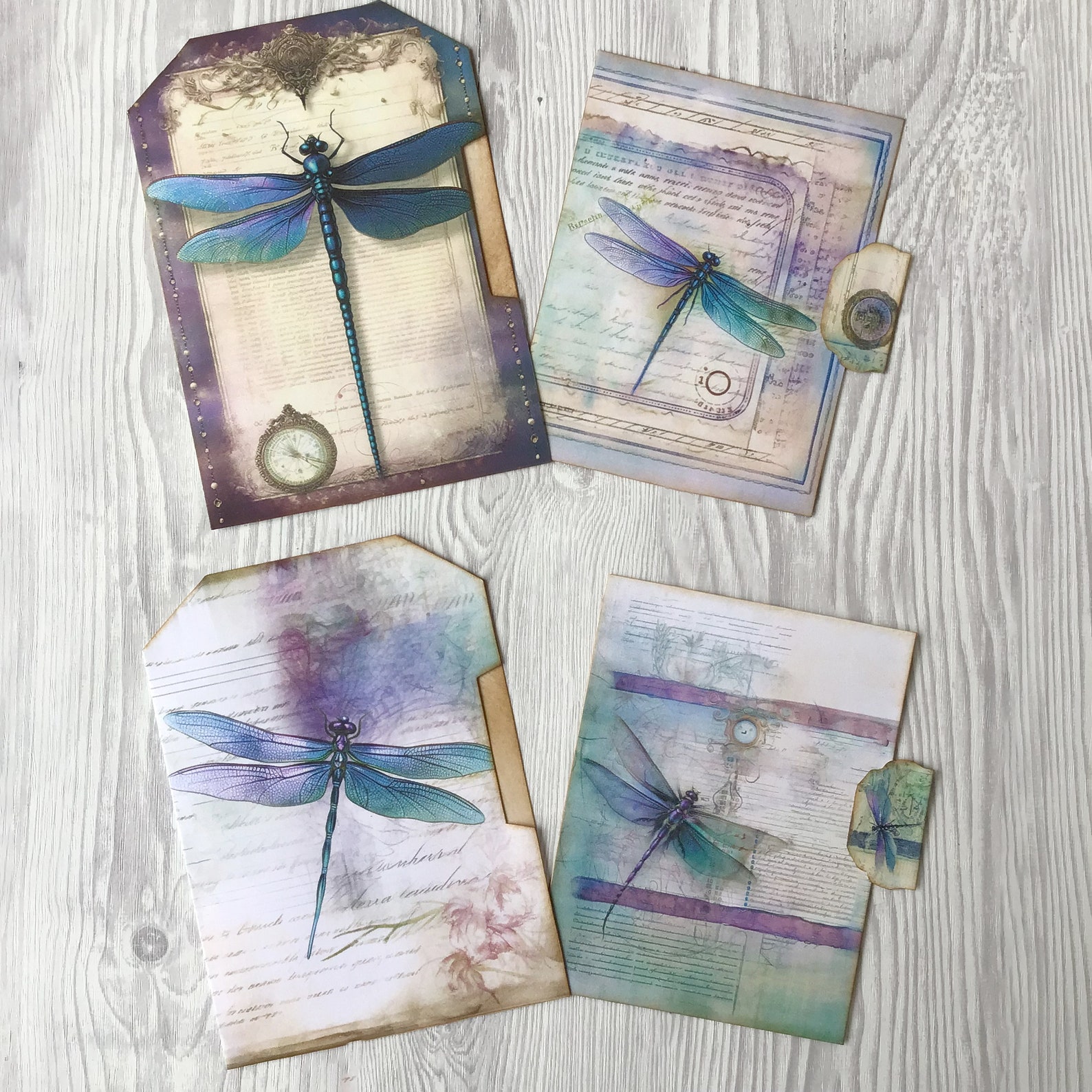 Dragonfly Junk Journal Pockets, Dragonfly Craft, Shabby Junk Journal ...