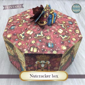 Nutcracker box, Christmas wrapping digital, printable box for presents, Christmas favor box, Nutcracker gift box