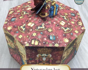 Nutcracker box, Christmas wrapping digital, printable box for presents, Christmas favor box, Nutcracker gift box