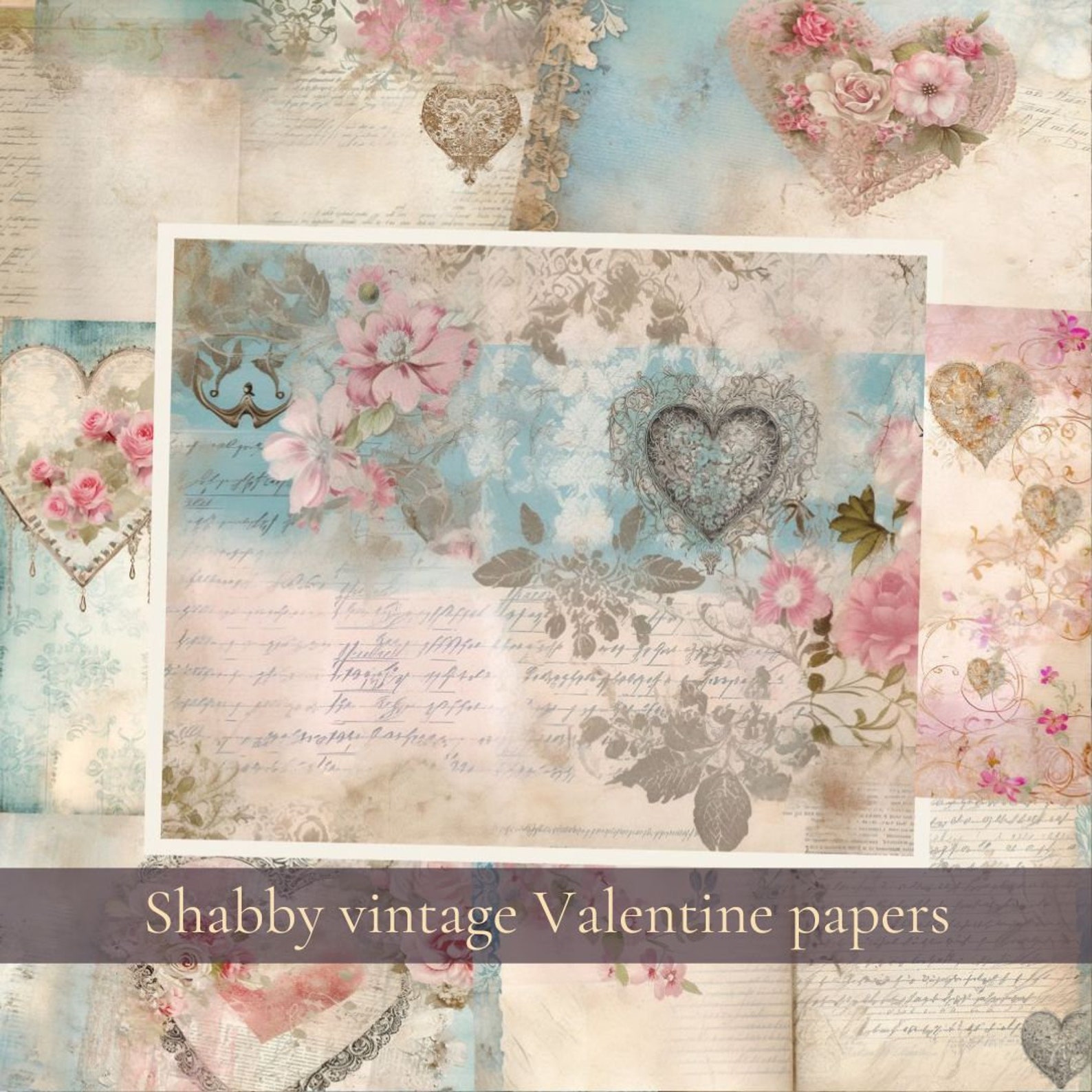 Shabby Valentine Junk Journal Bundle Printable, Vintage Folio Kit ...