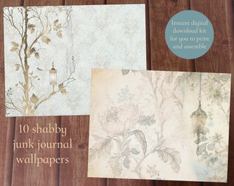Grungy shabby printable junk journal pages -  digital download for art journaling and scrapbooking