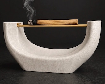 Sculpturale Palo Santo-houder met messing | Minimalistische rituele brander | Modern huisgeurdecor | Premium meditatie- en wellnesscadeau