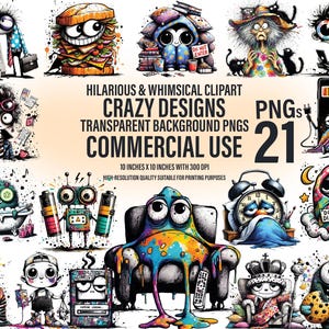 21 bundle di clipart divertenti e stravaganti / collezione di clipart selvagge e stravaganti / download digitale esclusivo, divertente e folle per uso commerciale