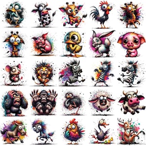 26 Funny Terrified Animals Clipart | Quirky Scared Animals | Highly