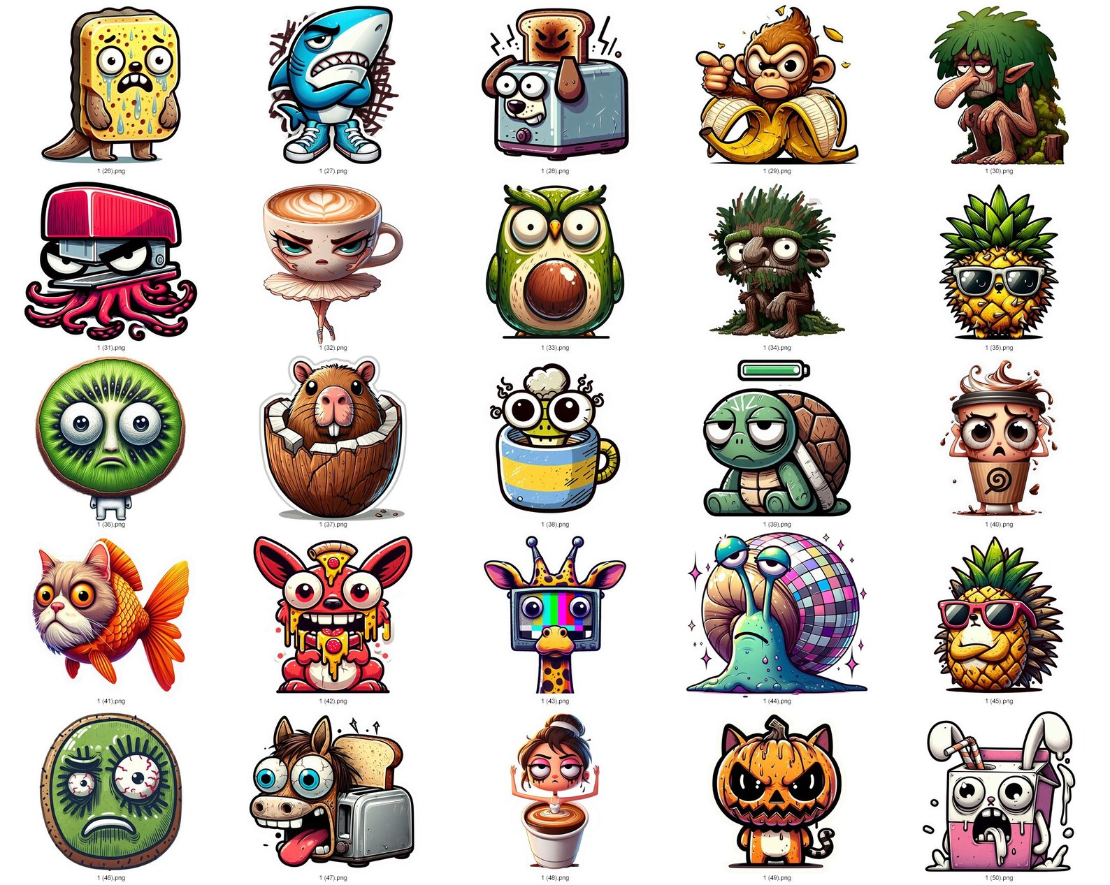Italian Brainrot Stickers: 52 Absurdist Animal Mashups (PNG Digital ...