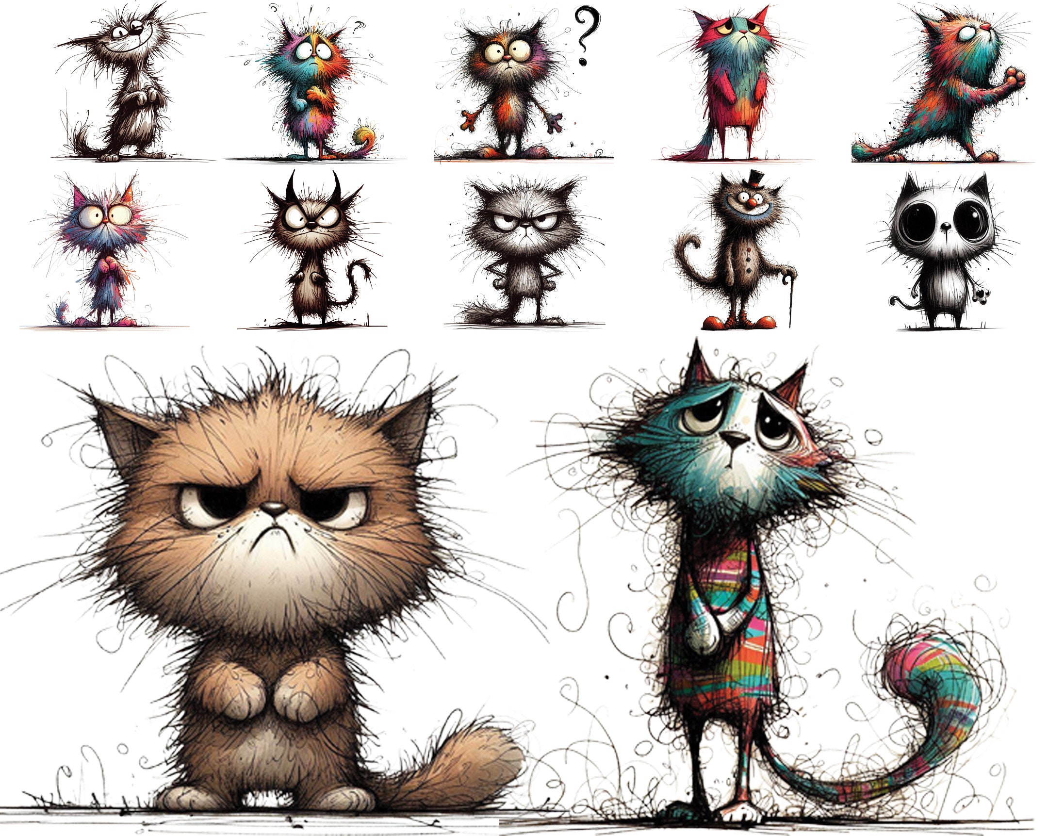 37 Whimsical Cats Clipart Bundle Cats Smileys & Emotion, Beaming Face ...