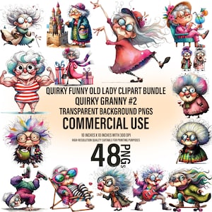 48 schrullig Badenixen Oldies Clip Art Bundle | Aquarell Oma Clipart | Skurril Nana Clipart | Sofortdownload | Kommerzielle Nutzung