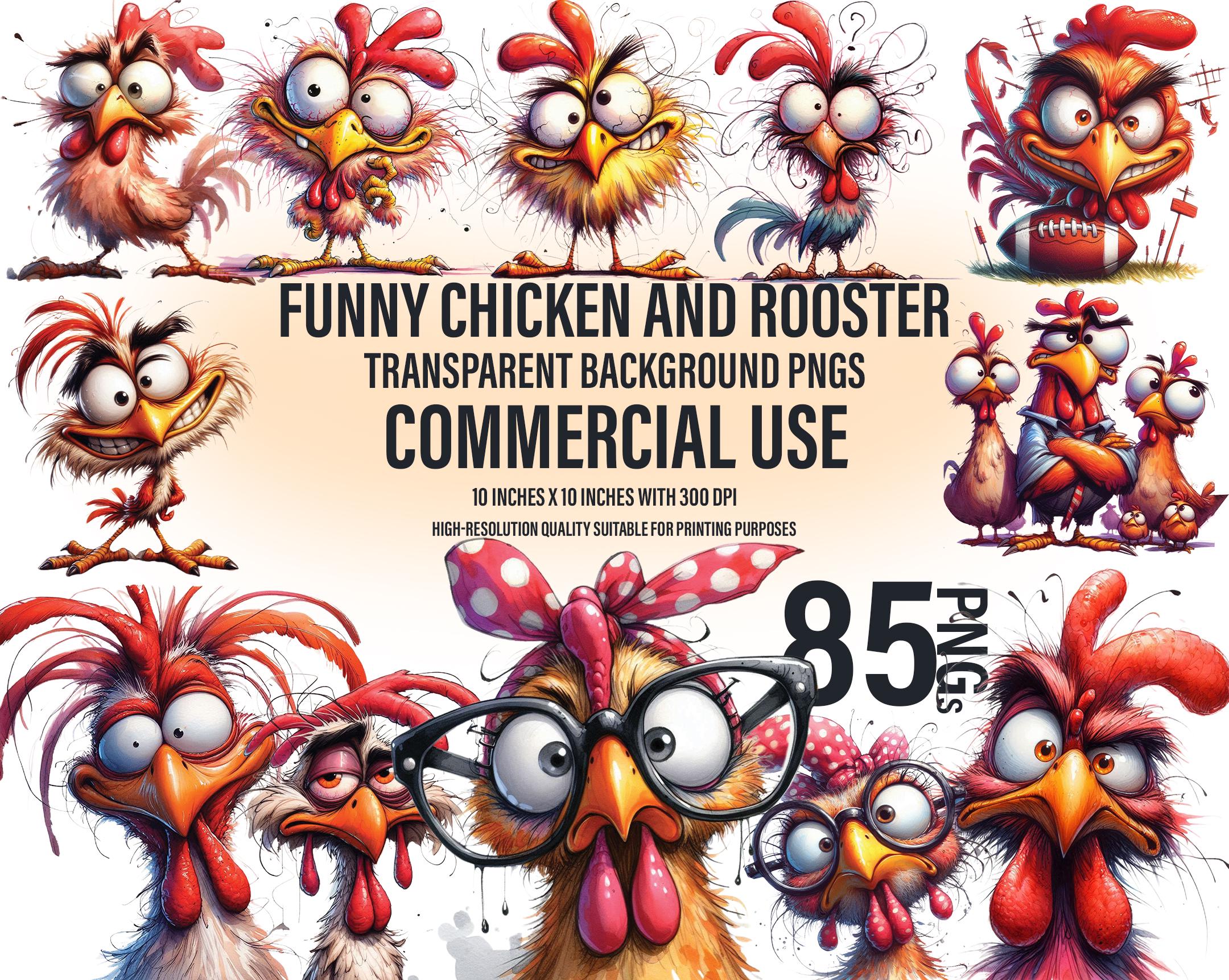Silly Rooster Chicken Vinyl Stickers - 2 Pack Cartoon Emoji Decals For Cars, Laptops & More