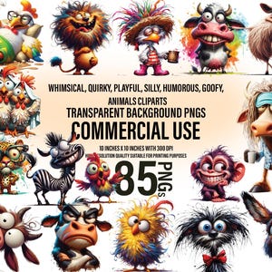 84 Tierchen Clipart Bundle | Skuril, Verspielt, Albern, Humorvoll, Ausdrucksstark | Transparentes PNG | Digitaler Download | Kommerzielle Nutzung