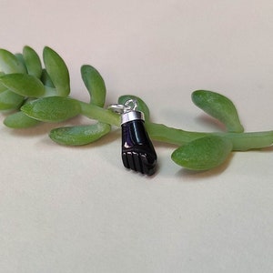 Black Azabache Hand Necklace Charm - Ships Next Day - Figa Fig Fist - Evil Eye Protection Fist - Pendant Bracelet Charm - Good Fortune