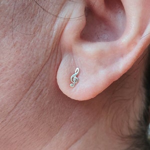 Pendientes de Plata - Pendientes de Mujer - Regalo para Mujer - Pendientes de Tornillo - Pendientes Clave de Sol - Pendientes Música