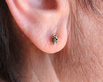 Skull Earrings + FREE Random Pair of Earrings - Skeleton Earrings - Skull Jewelry - Skull Studs - Silver Studs