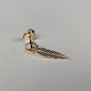 Feder Baumeln Ohrringe - Verkauft als Paar - Damen Gold Ohrringe - Gold Filled Ohrstecker - Hochzeit Mädchen Ohrringe -