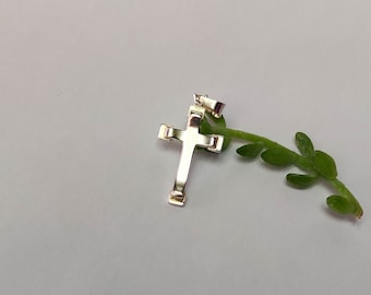 Ciondolo croce in argento sterling + ciondolo casuale GRATUITO - Gioielli croce - Collana sottile da uomo - Catena da uomo - Collana da donna - Ciondolo per braccialetto