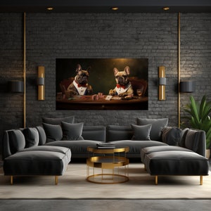 French Bulldogs playing poker Canvas Gallery Art