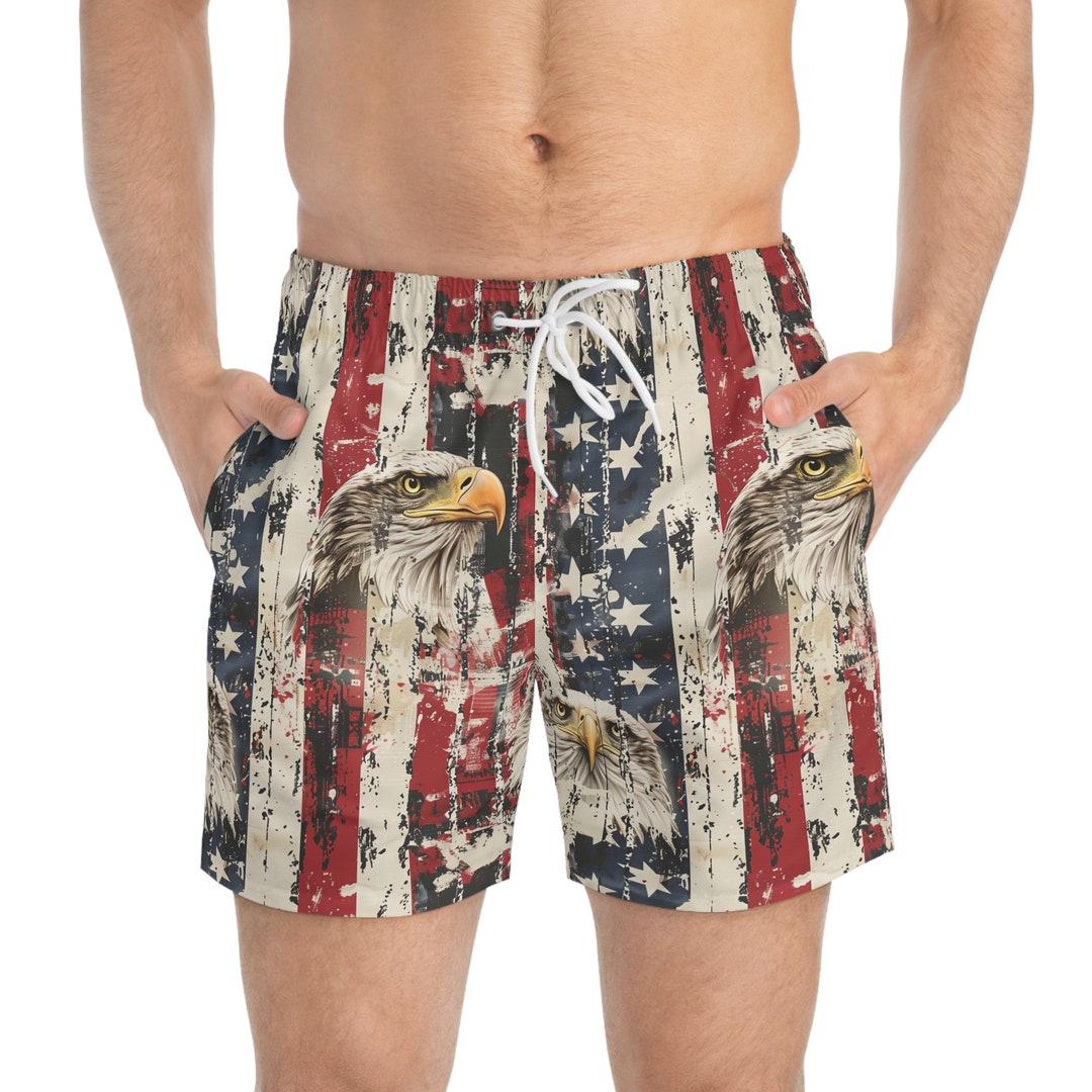 Patriotic American Flag Bald Eagle Swim Trunks - Etsy