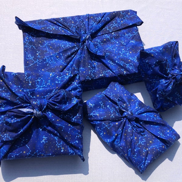 Constellation furoshiki reusable gift wrap | Eco friendly wrapping | Star wrap for holiday or birthday