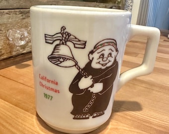 Vintage California missions Christmas mug from 1977, Methodist Hospital of Southern California