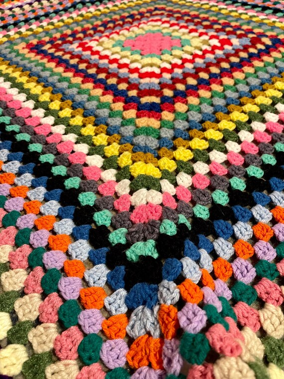Vintage Colorful Crochet Blanket - Etsy