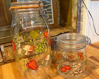 Vintage glass mushroom jar set of 2 from France