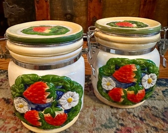 vintage strawberry canister set