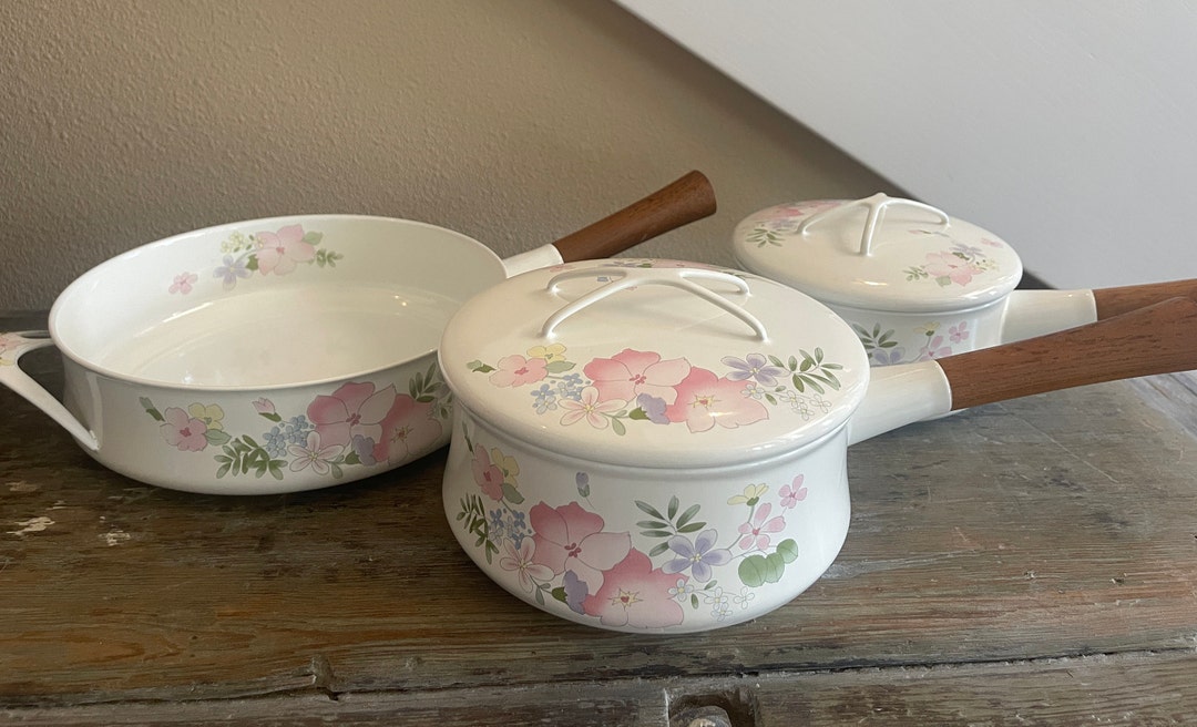 3 Piece Floral Vintage Kobe Cookware Etsy
