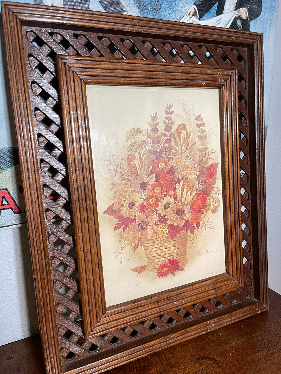 Vintage Boho Framed Flower Wall Art Etsy