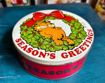 Vintage Garfield Christmas tin