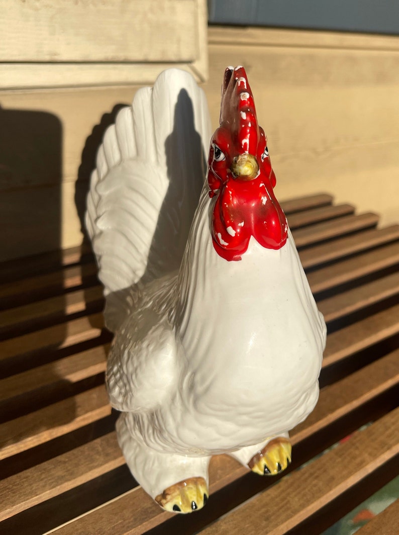 Vintage Ceramic Rooster Figurine Etsy