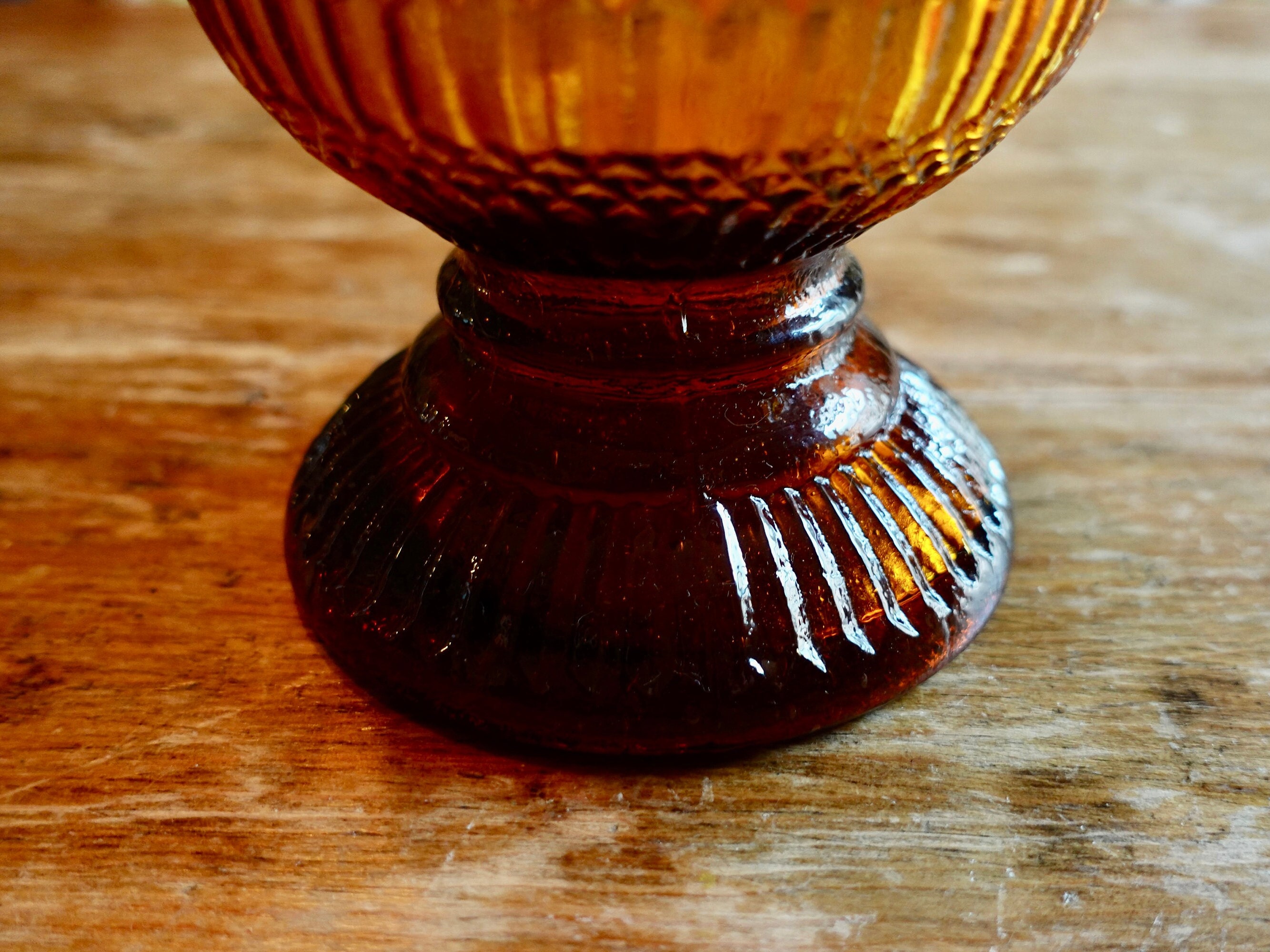 Amber Glass Kerosene Oil Lamp Vintage Etsy