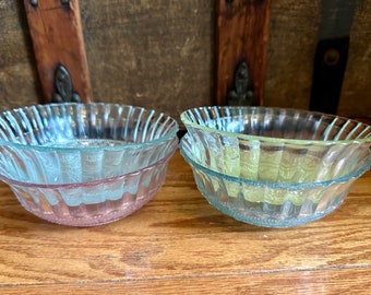 Set of 4 MCM glass colorful bowls, Malaysian, pastel