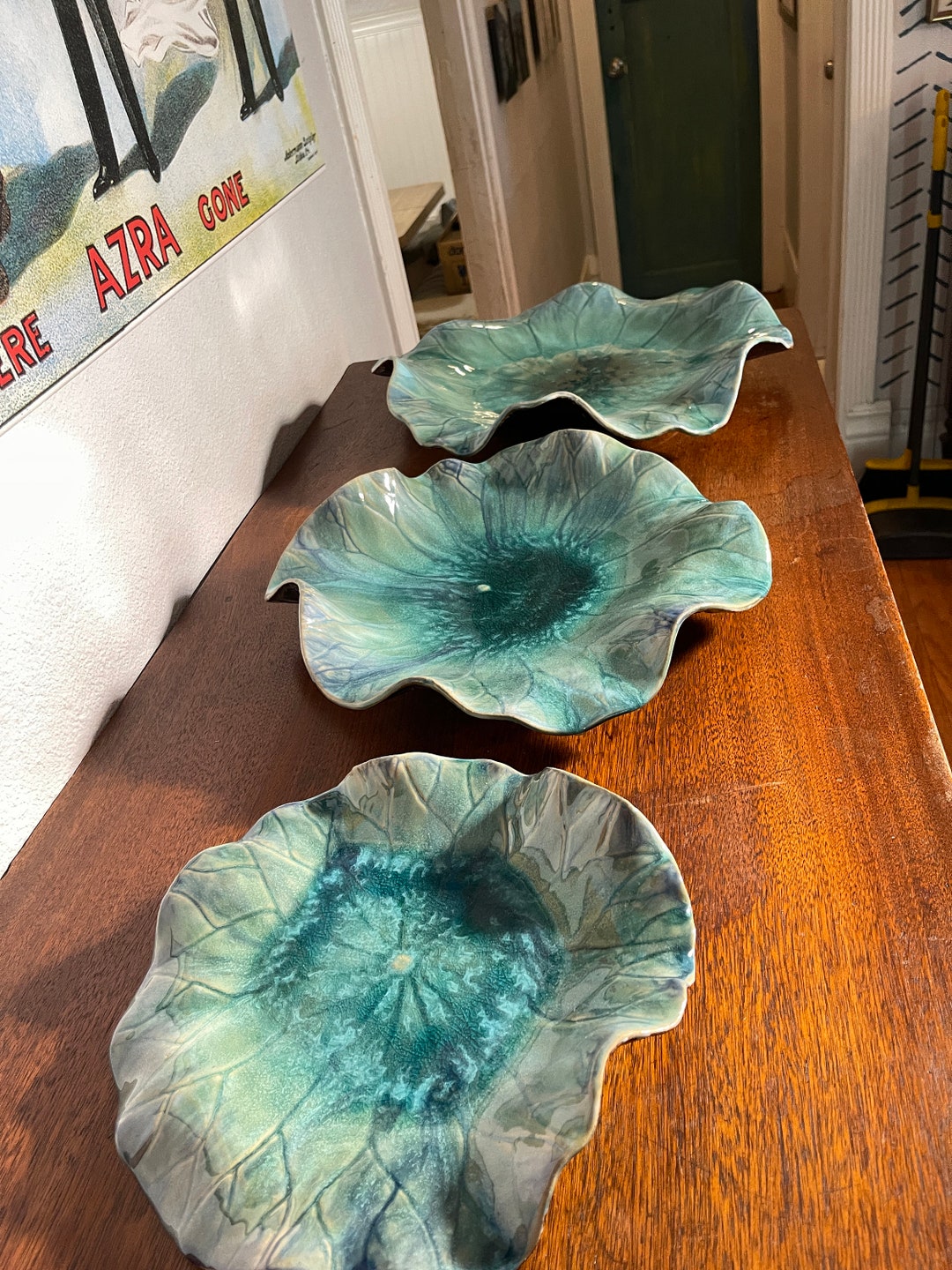 Ceramic Turquoise Aqua Lily Pad Wall Art Etsy