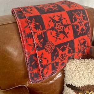 Vintage red and navy blanket