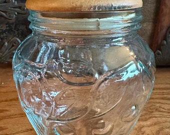 Vintage glass jar with wood lid