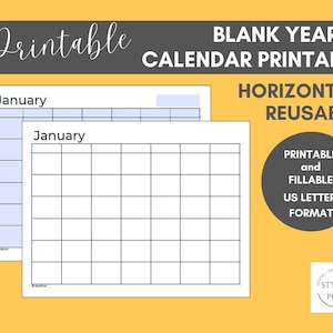 Blank Yearly Calendar Printable – Fill Manually or as a Fillable ...