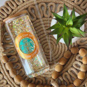 Fresh Cup of Sarcasm Coming Up Snow Globe Tumbler, Pumpkin Spice Inspired Colors Snowglobe Tumbler, Glitter Tumbler, Snarky Humor Tumbler