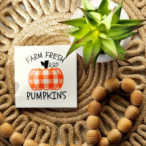 Farm Fresh Pumpkins Ceramic Coasters, Autumn Coasters, Fall Coasters, Set of 4 Coasters, Pumpkin Farmhouse Coaster Set, Farmhouse Decor