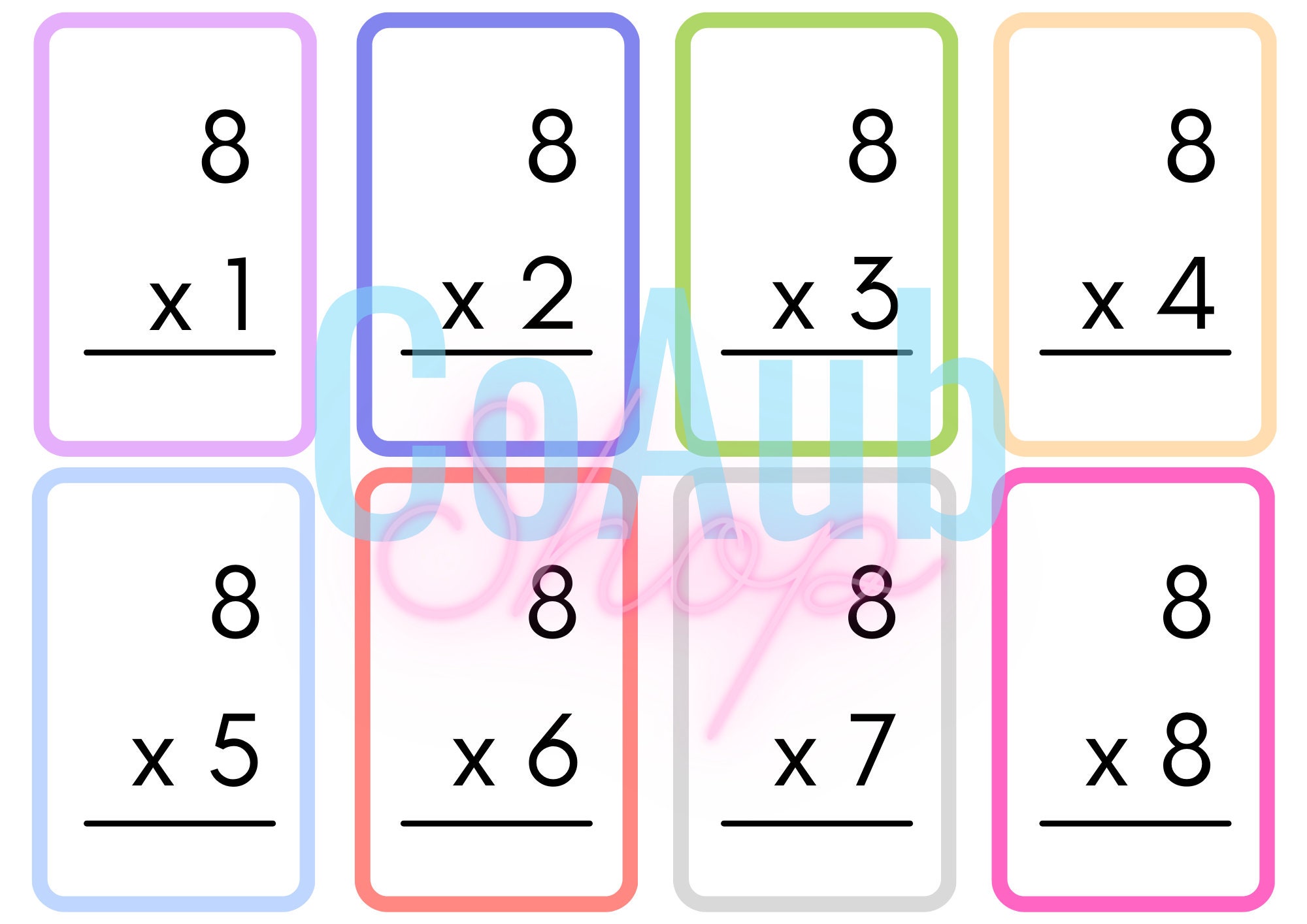 Multiplication Flashcards, Printable Flashcards, Mathematics Cards