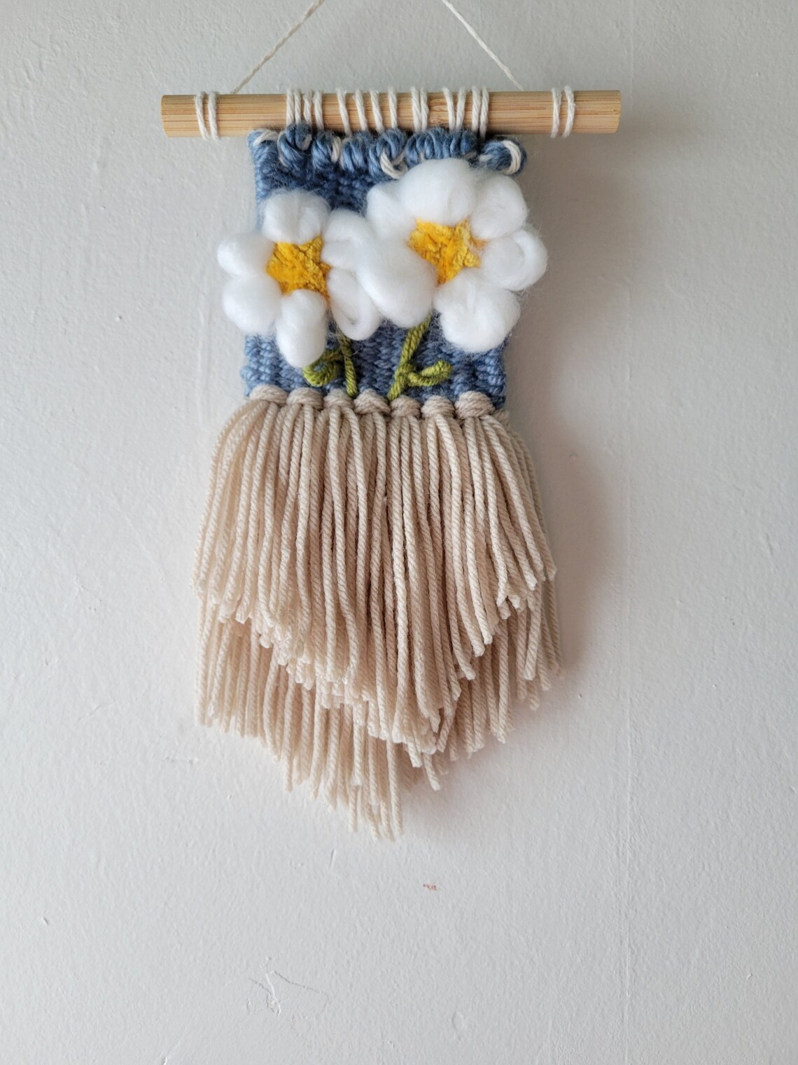 Daisy Wall Art Daisy Wall Hanging Small Weaving Textured Tapestry