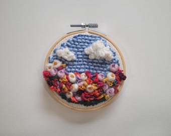 Wildflower Embroidery Wall Art – Botanical Hoop Art | Textured Garden ...
