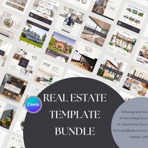 Aesthetic Real Estate Marketing Templates| Social Media Posts| Canva Instagram Template Bundle| New Listing Flyers| Open House Flyers