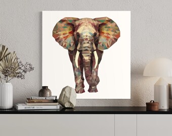 Geometrische Safari: een olifant. Afdrukbaar interieur, digitale download met hoge resolutie (300dpi), dierenrijk. Niet door AI gegenereerd.