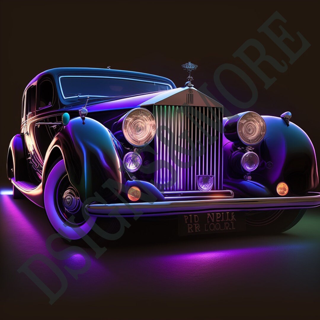 Luxury Car Blacklight Neon Digital Art Etsy