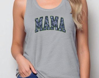 Maglietta Mama, canotta Mama Floral Racerback, regalo per le mamme, regalo per la festa della mamma, regalo per la mamma, maglietta per la palestra, abbigliamento da palestra