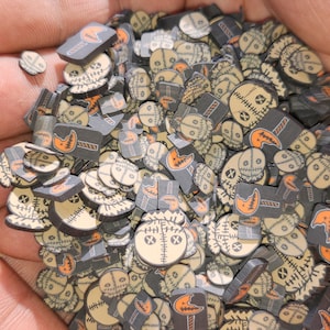 Halloween Themed Polymer Clay Slices, Fake Sprinkles Arts Craft, Fimo Slices,Filler Slime, Pumpkin Clay Slice Glitter Rhinestones