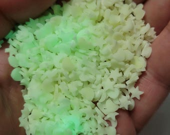 Glow in The Dark Little Moon & Star Polymer Clay, Fake Sprinkles, Glow In The Dark Glitter Shakers Slime Filling,Crafts  Fimo Clay Fake Bake
